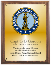 Army Plaque Style Group C with Simulated Walnut Plaque