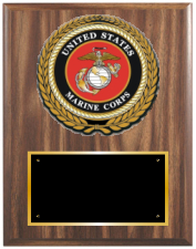 United States Marine Corps Plaque Style on simulated walnut from Trophy Express
