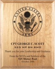 Army Plaque Laser Engraved