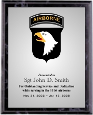 Army Plaque Style Group C with Simulated Black Marble Plaque