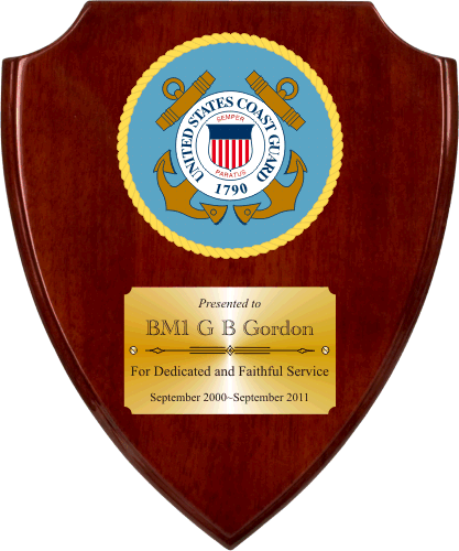 United States Coast Guard Rosewood Shield Plaque