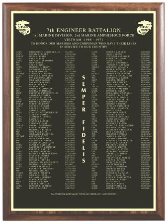 7TH ENGINEER BATTALION VIETNAM MEMORIAL PLAQUE