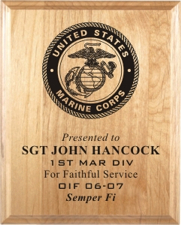 United States Marine Corps Laser Engraved Plaques from Trophy Express